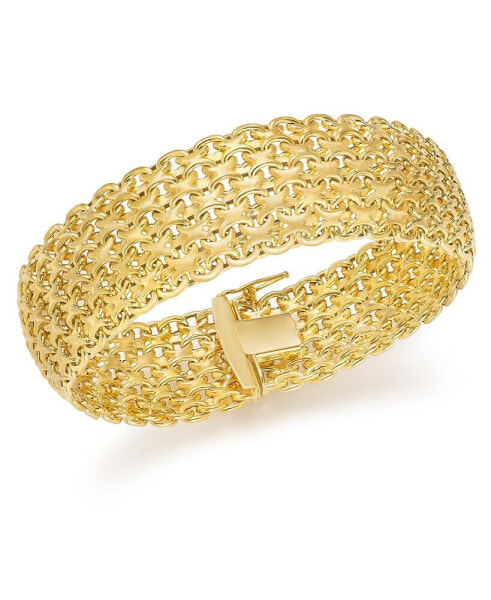 Wide Mesh Link & Chain Bracelet in 14k Gold