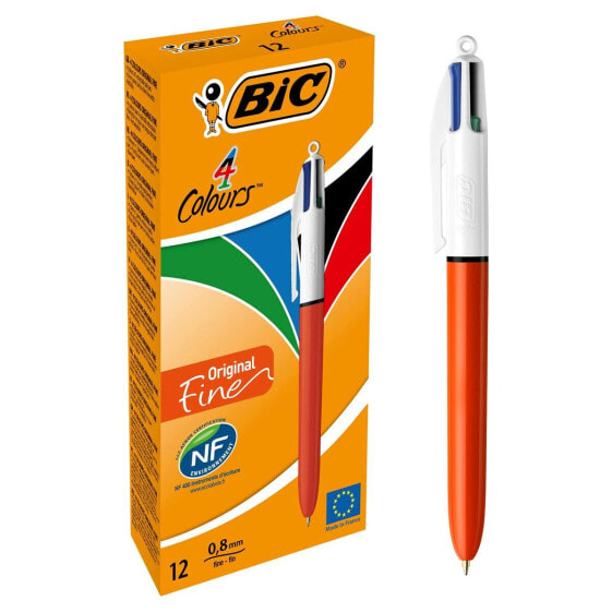 Ручка Bic 4 Цвета Оригинал Тонкий 12 штук 0,3 мм