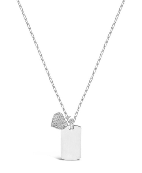 Women's Tag and Cubic Zirconia Heart Pendant Necklace