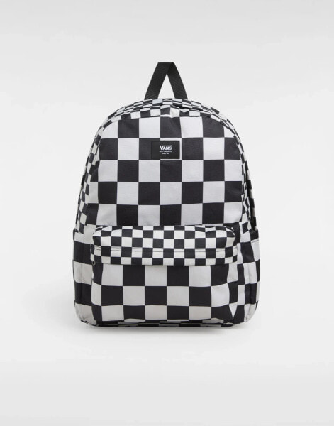 Vans – Old Skool Check – Rucksack in Schwarz/Hellbeige