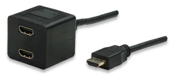 Techly ICOC-HDMI-F-002, 0.3 m, HDMI Type A (Standard), 2 x HDMI Type A (Standard), Black