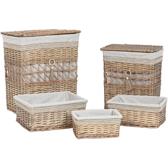 Laundry basket Home ESPRIT Beige Natural wicker Shabby Chic 47 x 35 x 55 cm 5 Pieces