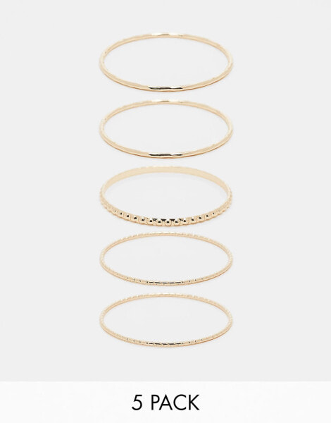 Weekday bangle bracelet 5-pack in gold