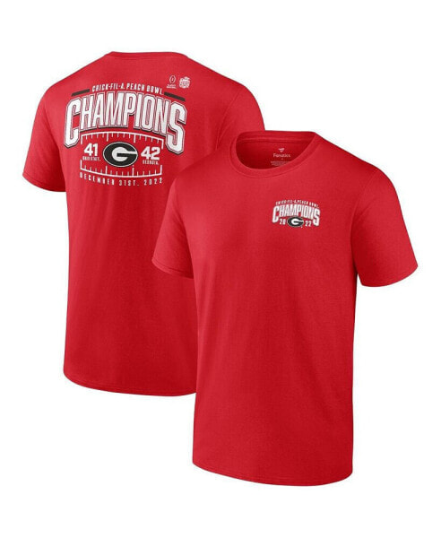 Men's Red Georgia Bulldogs College Football Playoff 2022 Peach Bowl Champions Score T-shirt