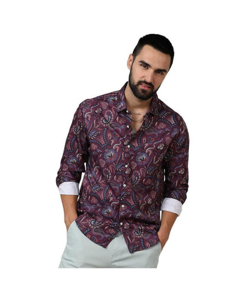 Men's Burgundy Red Paisley Shirt