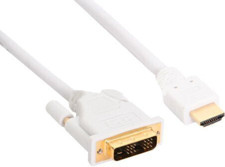 InLine HDMI to DVI Cable male / 18+1 male white gold 5m