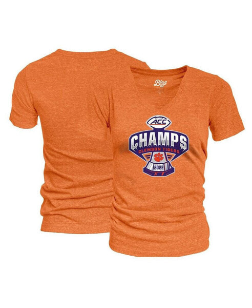 Women's Orange Clemson Tigers 2022 ACC Football Conference Champions Locker Room V-Neck T-shirt