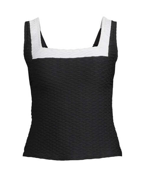 Women's Texture Square Neck Tankini Swimsuit Top