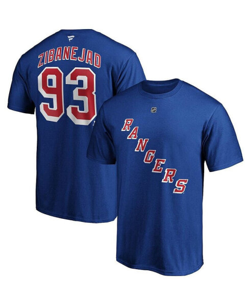 Men's Mika Zibanejad Blue New York Rangers Big and Tall Name and Number T-shirt