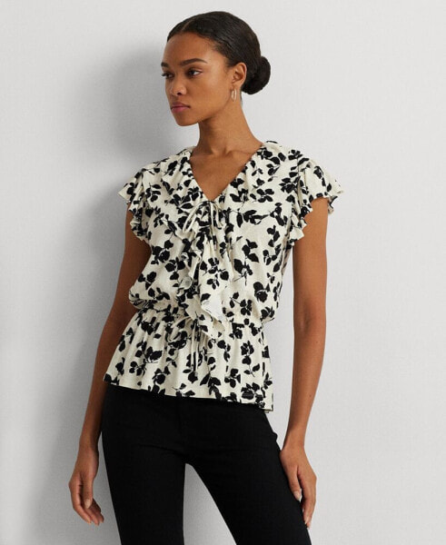 Women's Flutter-Sleeve Peplum Top