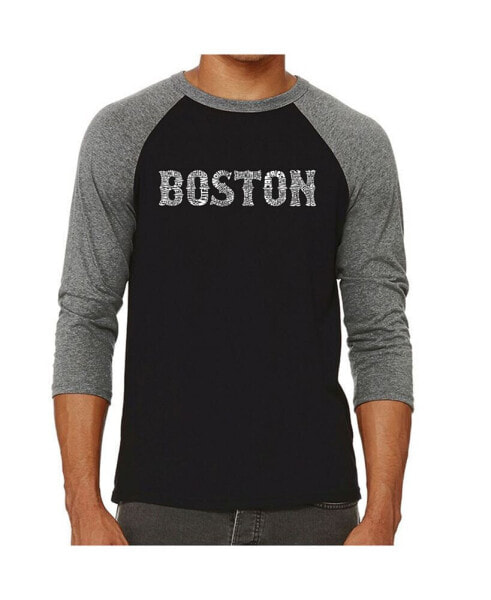 Boston Neighborhoods Men's Raglan Word Art T-shirt