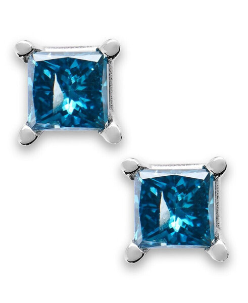 10k White Gold Blue Diamond Stud Earrings (1/6 ct. t.w.)