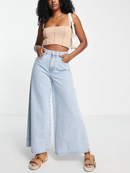 ONLY Giulia wide leg jeans in light blue denim