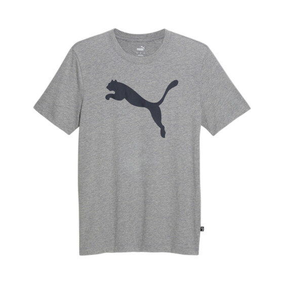 Puma Essential Cat Logo Crew Neck Short Sleeve T-Shirt Mens Grey Casual Tops 67