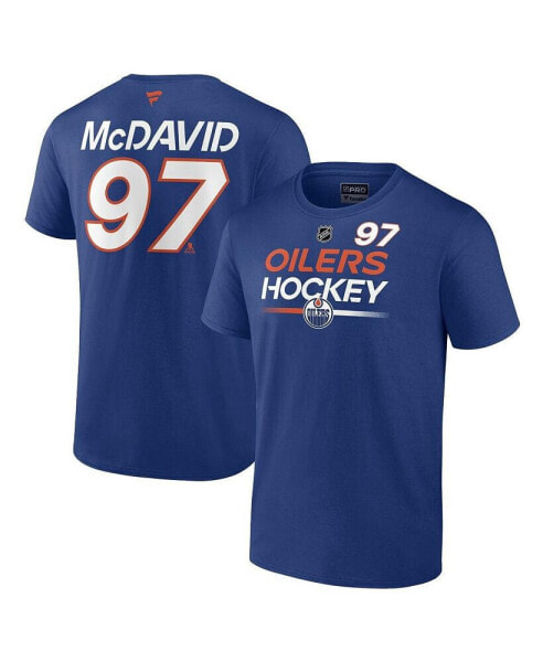 Men's Connor McDavid Royal Edmonton Oilers Authentic Pro Prime Name and Number T-shirt