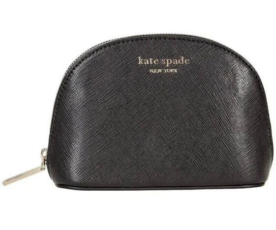 Kate Spade Spencer Saffiano Leather Small Dome Cosmetic Case Black Gold