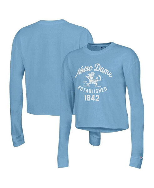 Women's Blue Notre Dame Fighting Irish Boyfriend Cropped Long Sleeve T-shirt