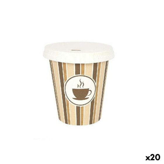 Set of glasses Algon With lid Disposable Coffee Cardboard 6 Pieces 250 ml (20 Units)