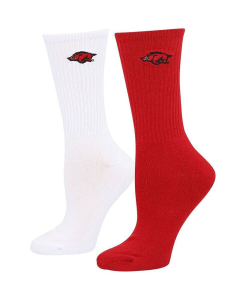 Women's Cardinal, White Arkansas Razorbacks 2-Pack Quarter-Length Socks