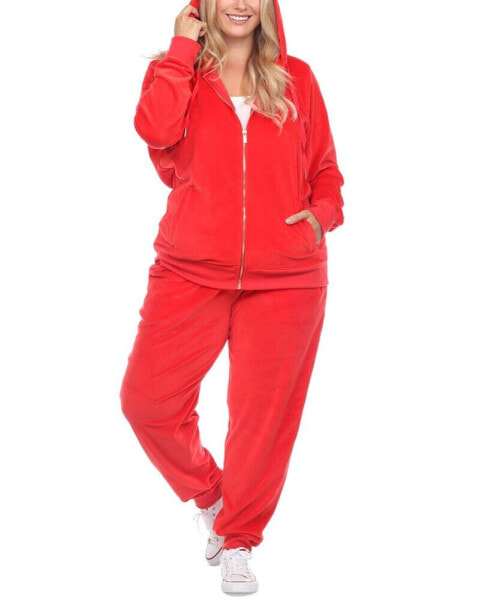 Plus Size Velour Tracksuit Loungewear 2pc Set