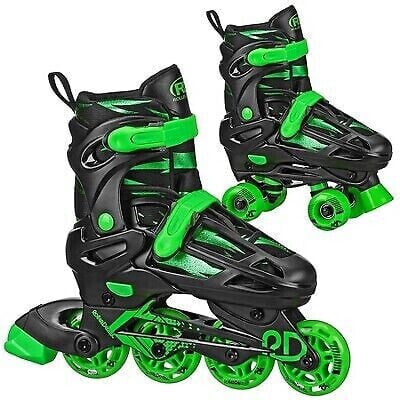 Роликовые коньки для детей Roller Derby Green Wire Inline-Quad Combo Skates - Black/Green (2-12)