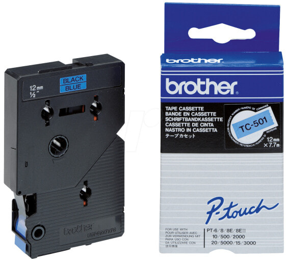 Brother Labelling Tape 12mm - Black on blue - TC - Black - Brother - P-touch PT2000 - PT3000 - PT500 - PT5000 - PT8E - 1.2 cm