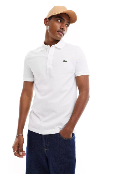 Lacoste slim fit pique polo in white