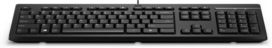 HP 125 Wired Keyboard - Full-size (100%) - USB - Membrane - Black