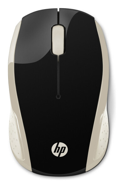 HP Wireless Mouse 200 (Silk Gold) - Ambidextrous - Optical - RF Wireless - 1000 DPI - Black - Gold