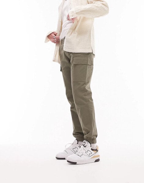 Topman skinny two pocket cargo trousers in khaki