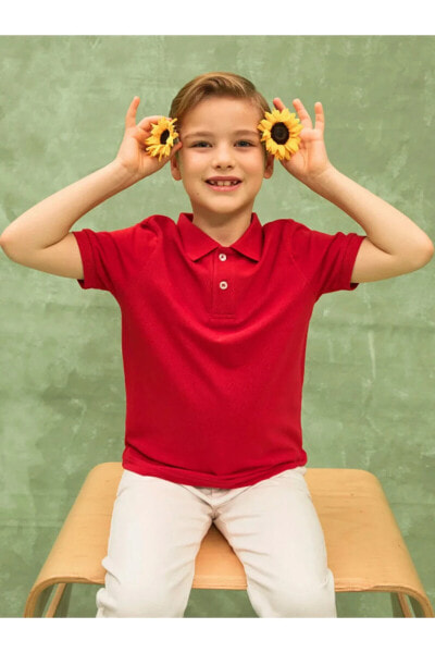 LCW Kids Polo Yaka Basic Kısa Kollu 23 Nisan Erkek Çocuk Tişört