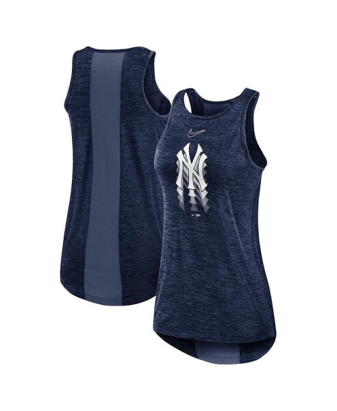 Women's Navy New York Yankees Logo Fade High Neck Performance Tank Top