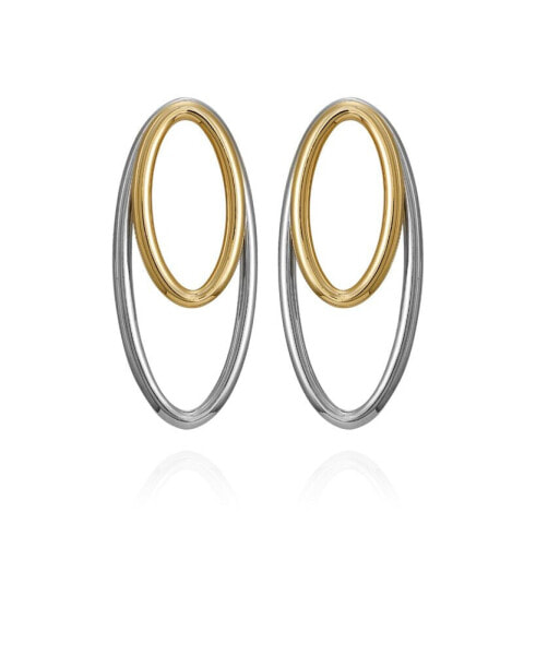 Two-Tone Double Oval Hoop Earrings