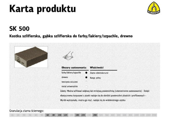 KLINGSPOR KOSTKA SZLIFIERSKA 100x70x25mm P100 SK500