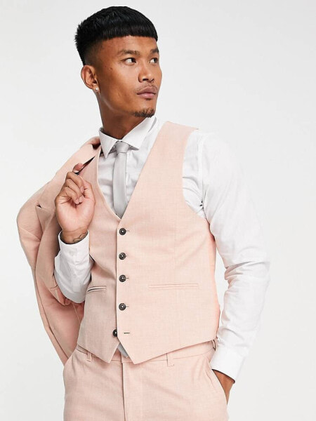 New Look slim waistcoat in pink 