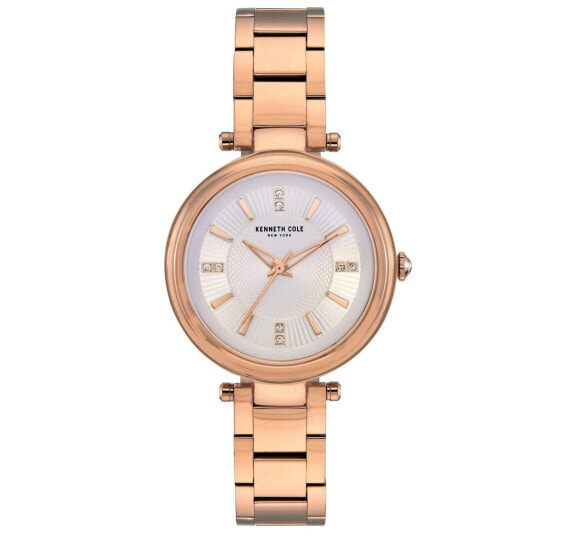 Kenneth Cole Ladies Classic Link Crystal Rose-Gold Stainless-Steel KC50961001