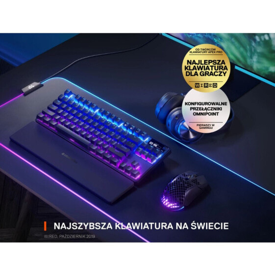 Беспроводная клавиатура SteelSeries Apex 9 Чёрный Разноцветный Монохромный QWERTY Qwerty US