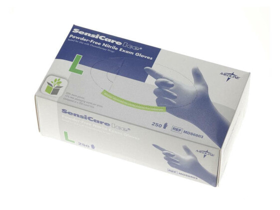 Medline Sensicare Ice Nitrile Exam Gloves Powder-Free Large Blue 250/Box MDS6803