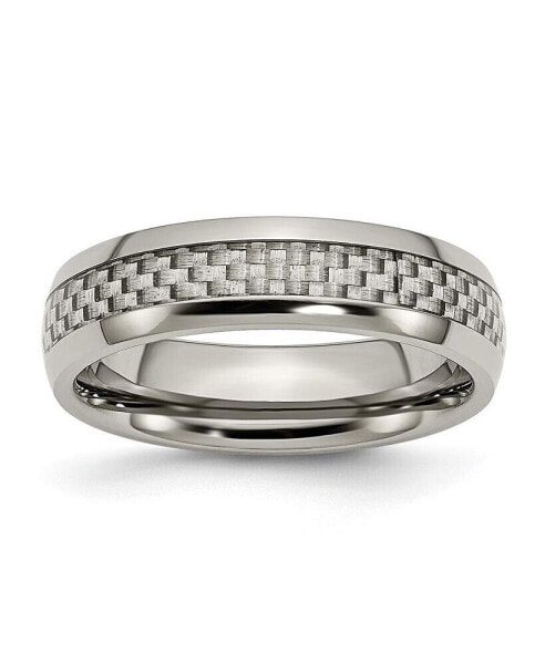 Titanium Grey Carbon Fiber Inlay Wedding Band Ring