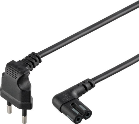 Wentronic Connection Cable Euro Plug Angled at Both Ends - 1 m - Black - 1 m - Power plug type C - CEE7/16 - H03VVH2-F - 250 V