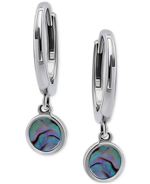 Abalone Disc Dangle Hoop Drop Earrings in Sterling Silver, Created for Macy's