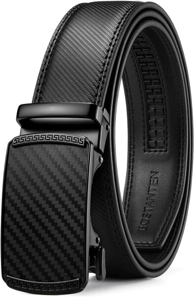 BOSTANTEN Men's Leather Belt with Automatic Ratchet Buckle, Business Suit Belt, Width 35 mm, Adjustable Size