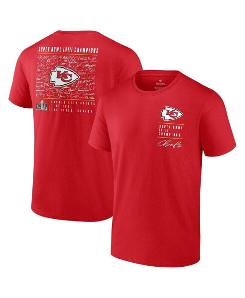 Men's Red Kansas City Chiefs Super Bowl LVIII Champions Signature Roster Big and Tall T-shirt