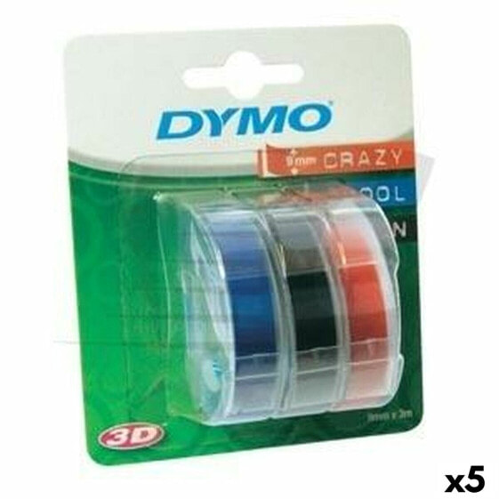 Ламинированная лента для маркировочных машин DYMO 9 мм x 3 м Красная Черная Синяя (5 штук)