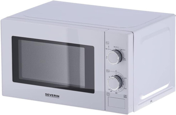 SEVERIN MW 7770 Microwave Oven for Defrosting and Heating, Microwave with Turntable for Even Heat Distribution, White/Chrome