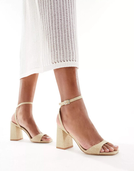 RAID Wink 2 block heeled sandals in natural jute