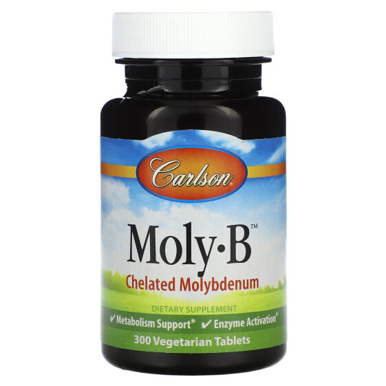 Минералы и микроэлементы Carlson Moly·B, Комплексный хелатированный молибден, 300 вегетарианских таблеток