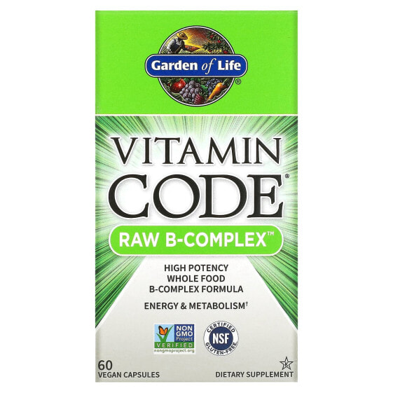 Garden of Life, Vitamin Code, Raw B-Complex, комплекс витаминов группы В, 60 веганских капсул