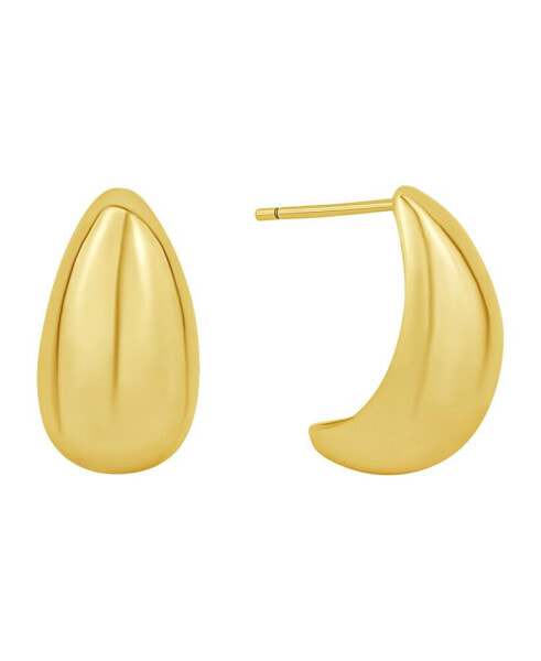 Silver-Plated or 18K Gold-Plated Puff J Hoop Earring