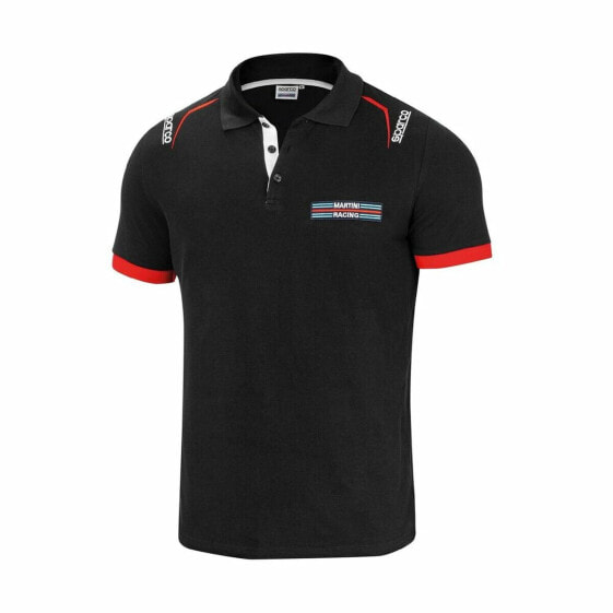 Short Sleeve Polo Shirt Sparco Martini-R Black